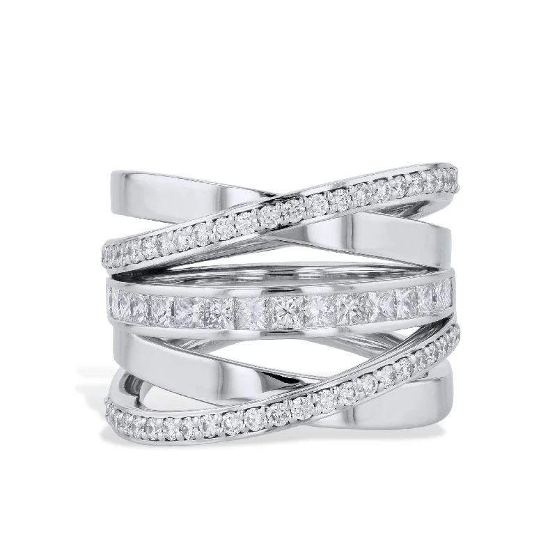 women’s color-changing gemstone engagement rings-18K White Gold Channel Set Diamond Ring