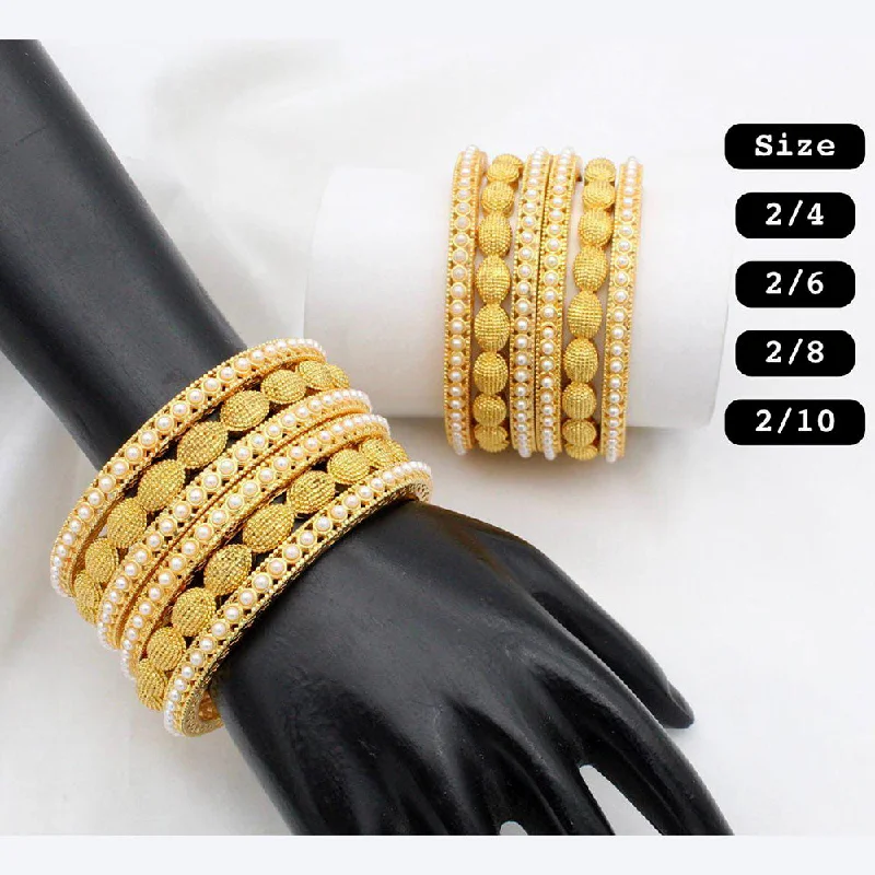 women’s unique bangles-Manisha Jewellery Gold Plated Pearl  bangles Set