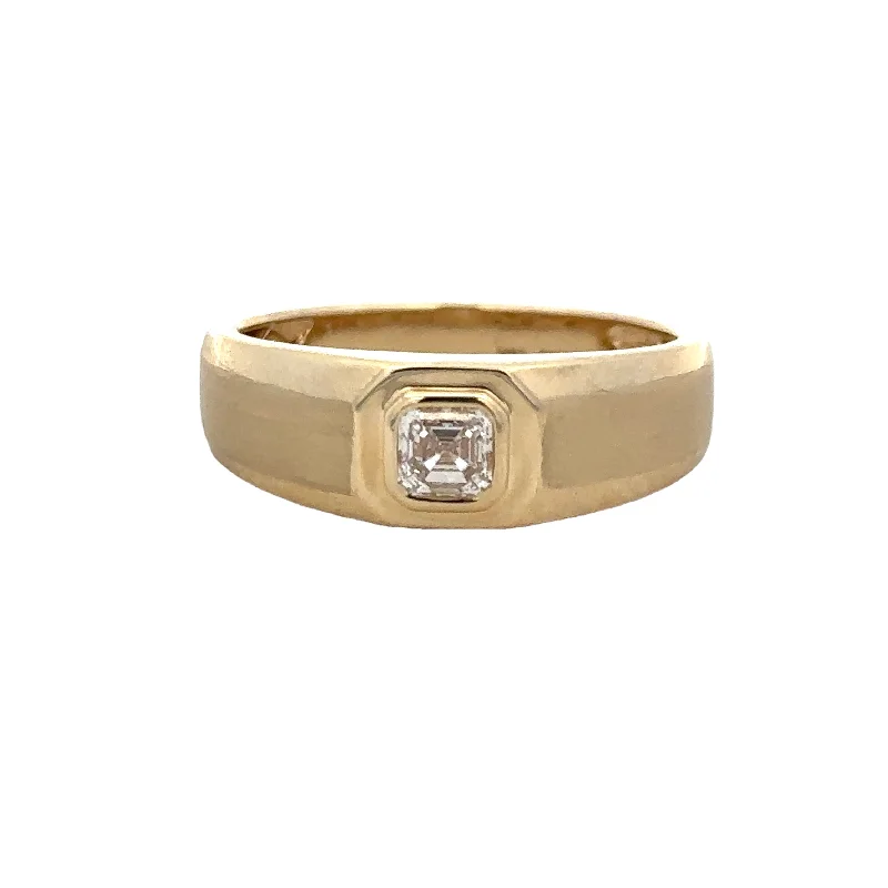 women’s colorful engagement rings-Asscher Cut Diamond Ring in Yellow Gold