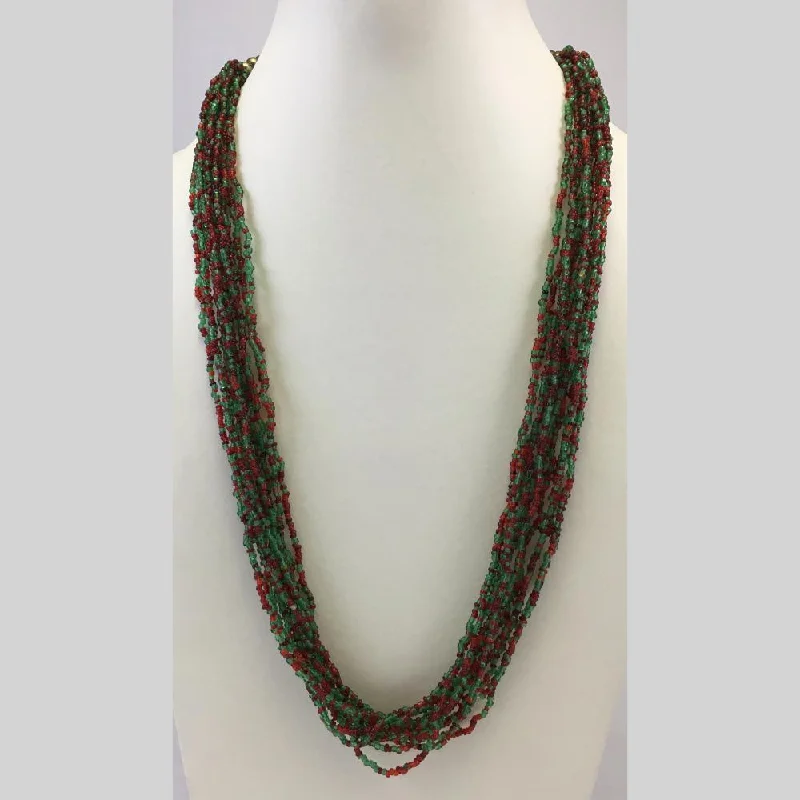 women’s double pendant necklaces-Banaras Beads Multi Layer Long Necklace