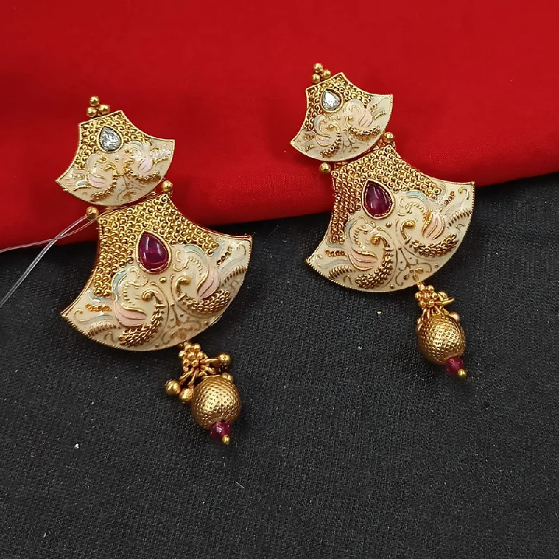 women’s birthday earrings-Padmawati Bangles Gold Plated Kundan Stone And Meenakari Dangler Earrings