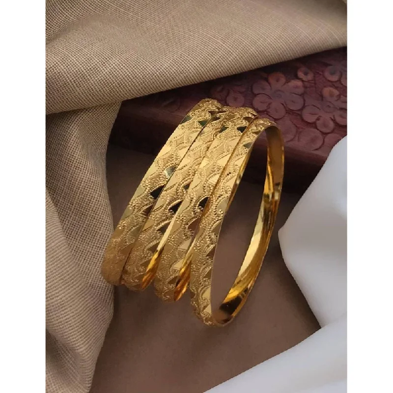 women’s infinity bracelets-Akruti Collection Gold Plated Bangles Set