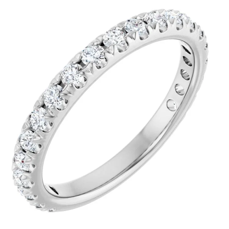 women’s gold rings-14K White 5/8 CTW Lab-Grown Diamond French-Set Anniversary Band