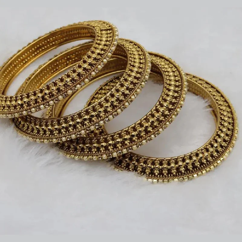 women’s chic bracelets-Pooja Bangles Gold Plated Bangles Set