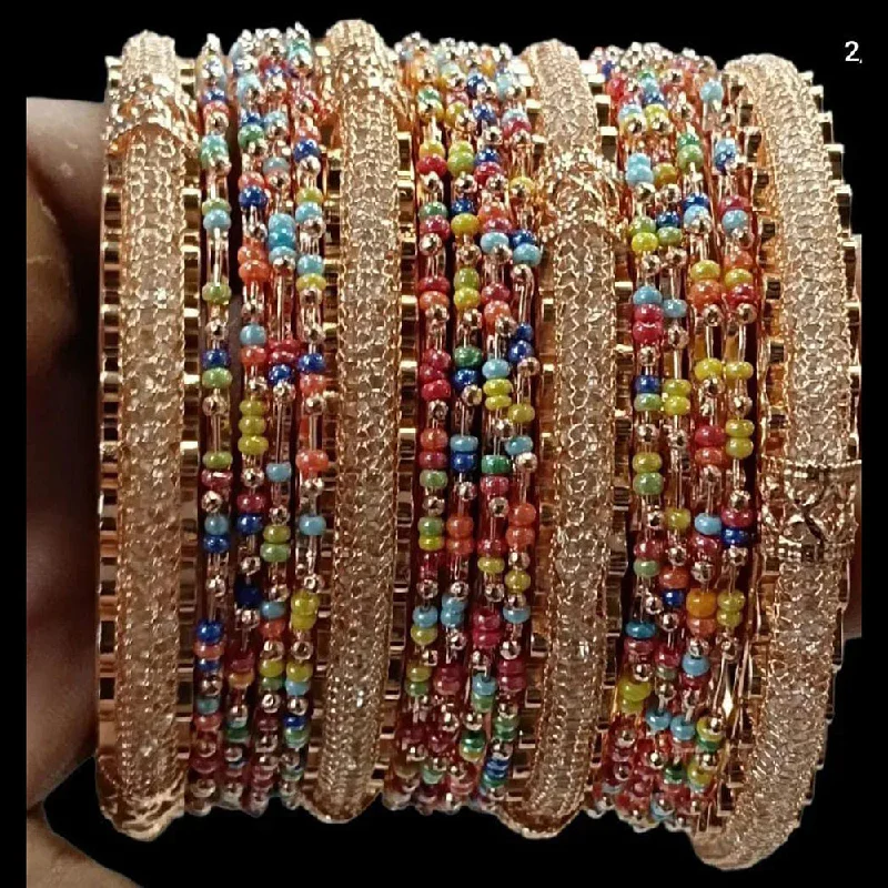 women’s multi-layer bracelets-Pooja Bangles Gold Plated Bangles Set