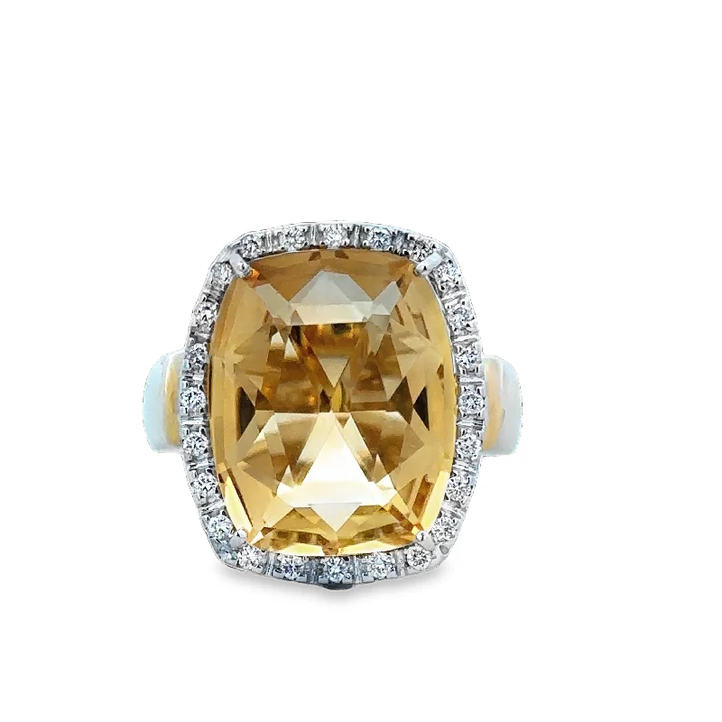 women’s platinum diamond engagement rings-Statement Citrine and Diamond Ring in 18k Gold