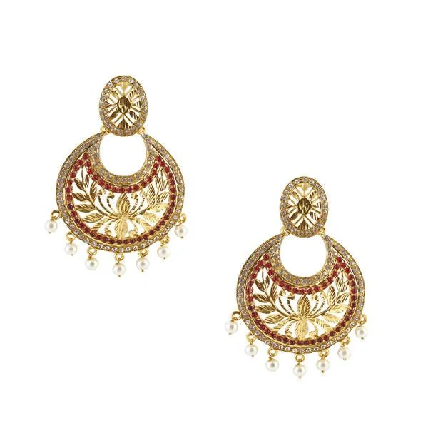 women’s party earrings-Kriaa Gold Plated Austrian Stone Chandbali Earrings