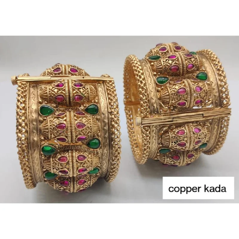 women’s trendy bracelets-Akruti Collection Gold Plated Pota  Bangles Set