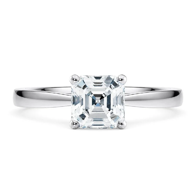 women’s affordable engagement rings-2Ct Solitaire Asscher Cut Lab Grown Diamond Ring in Platinum