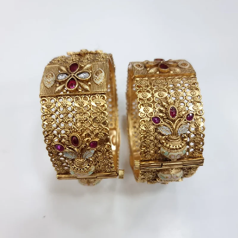 women’s tennis bangles-JCM Gold Plated Meenakari Bangles Set