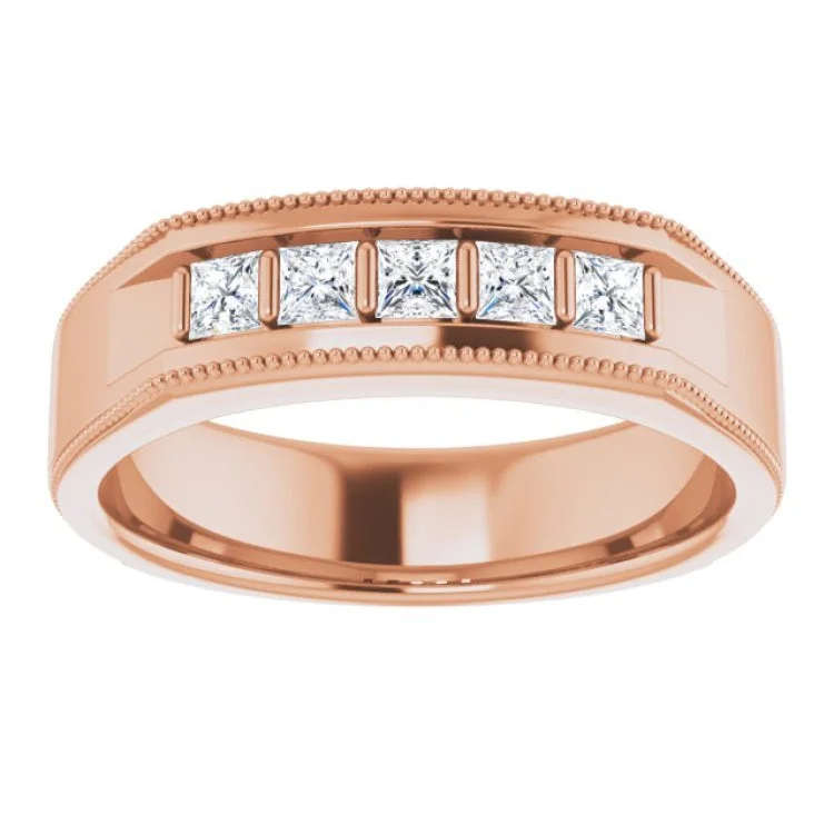 women’s custom-designed rings-14K Rose 1/2 CTW Natural Diamond Milgrain Band