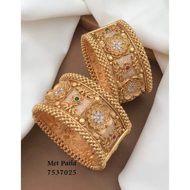 women’s slim bracelets-Akruti Collection Gold Plated Bangles Set