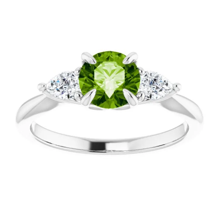 women’s vintage style engagement rings-Platinum Natural Peridot & 1/4 CTW Natural Diamond Ring