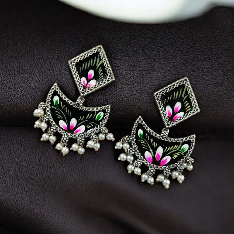 women’s glitter earrings-Maharani Jewels Oxidised Plated Meenakari Ghungroo Dangler Earrings