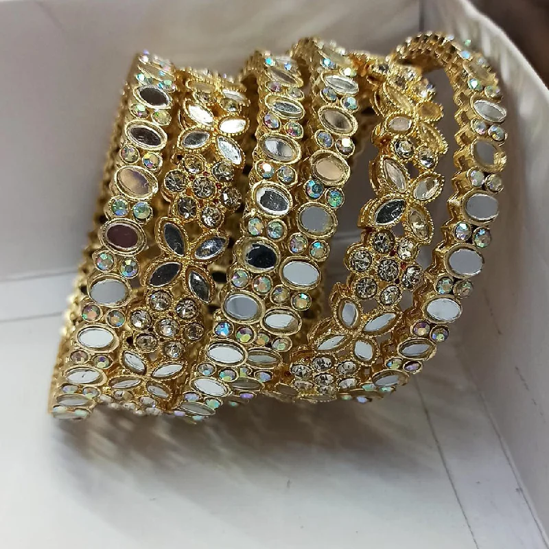 women’s cuff bracelets-Pooja Bangles Gold Plated Bangles Set