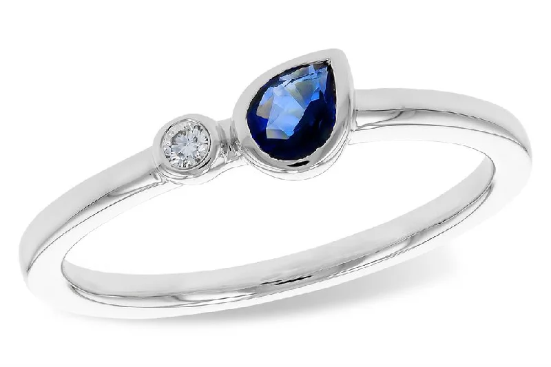 women’s fancy diamond engagement rings-14K White Gold 0.28ctw Pear Blue Sapphire & Diamond Ring by Allison Kaufman