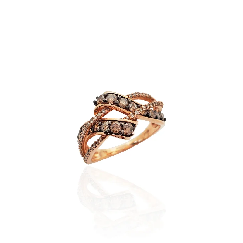 women’s rose gold engagement rings-Rose Champagne Diamond Ring (10K).