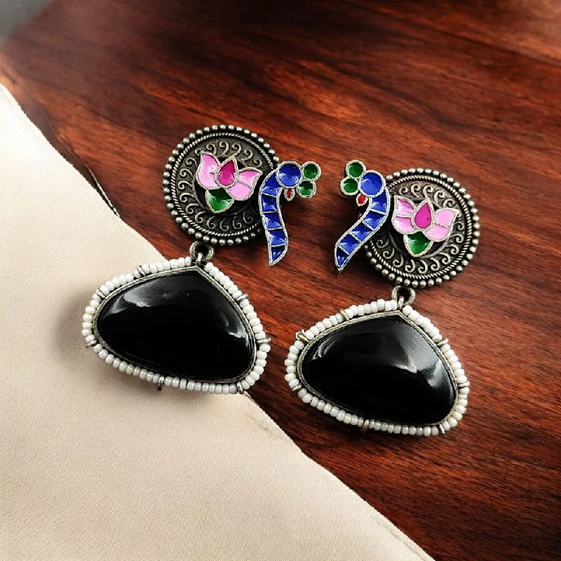 women’s butterfly earrings-Maharani Jewels Oxidised Plated Pota Stone Dangler Earrings