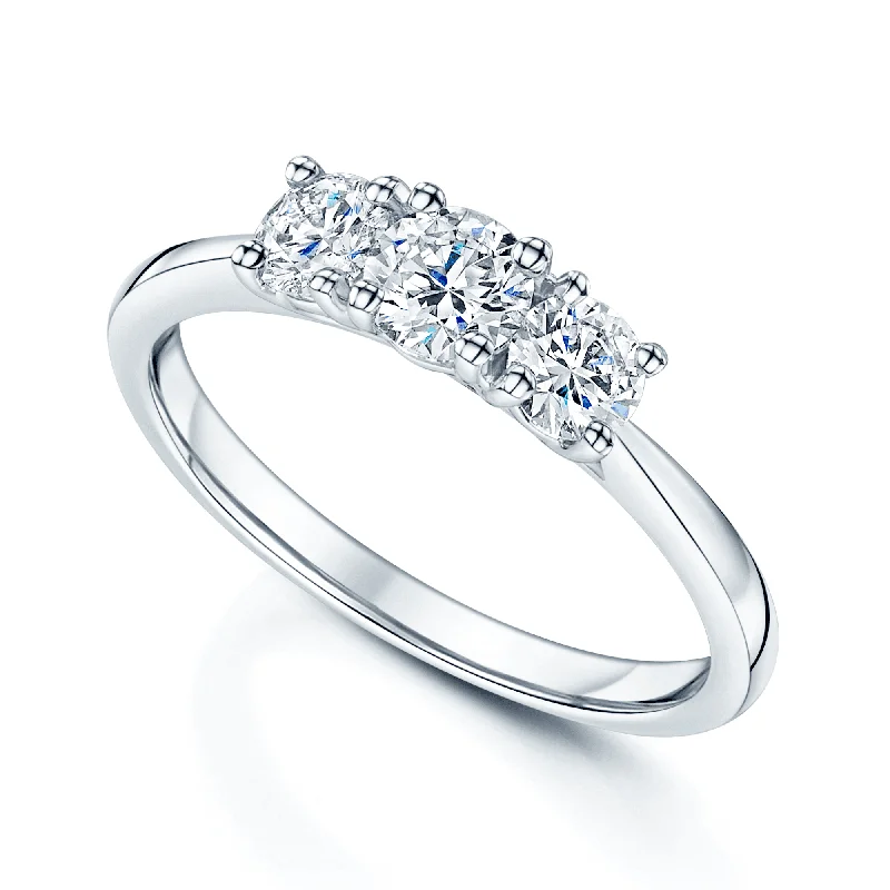 women’s modern engagement rings-Platinum GIA Certified 0.58ct Three Stone Diamond Ring