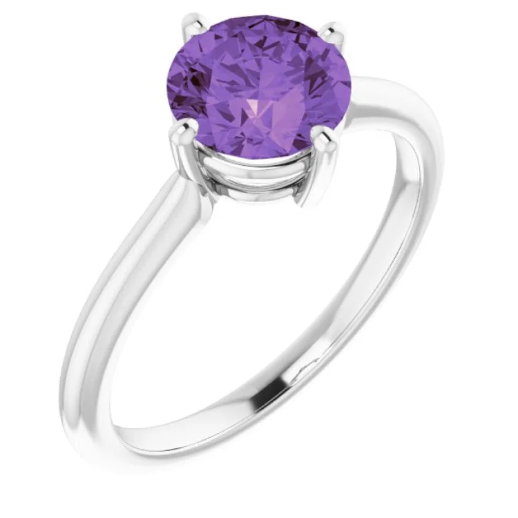 women’s silver rings-Platinum Natural Amethyst Ring