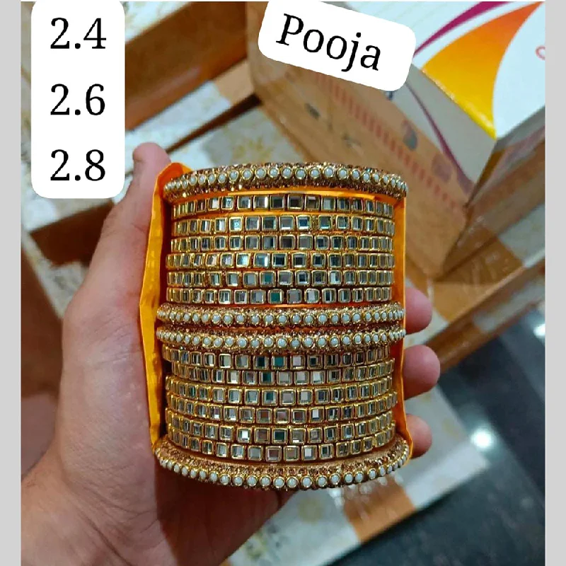 women’s heart-shaped bracelets-Pooja Bangles Gold Plated Bangles Set