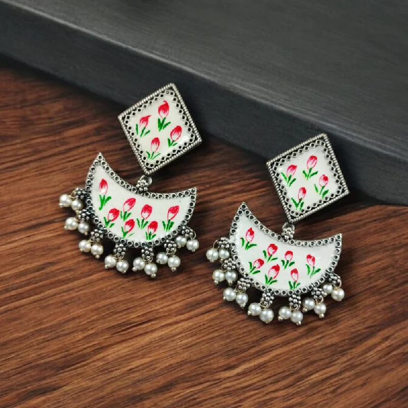 women’s birthday earrings-Maharani Jewels Oxidised Plated Meenakari Ghungroo Dangler Earrings