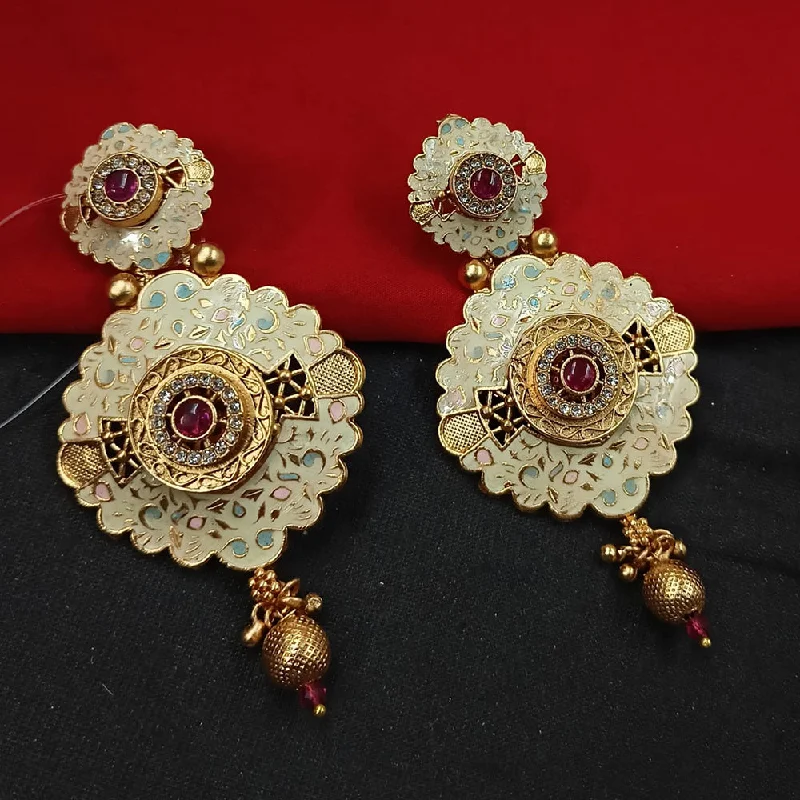 women’s geometric earrings-Padmawati Bangles Gold Plated Kundan Stone And Meenakari Dangler Earrings