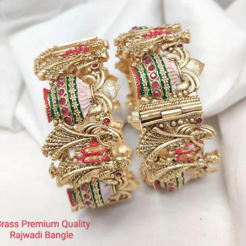 women’s luxury bangle bracelets-Manisha Jewellery Gold Plated Brass Openable Bangles Set