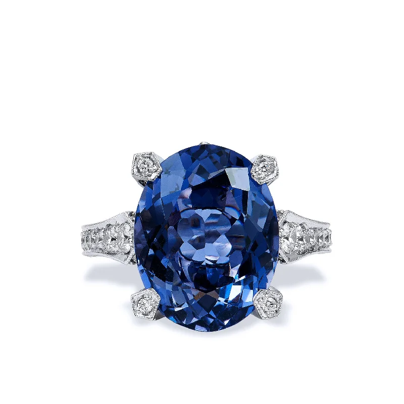 women’s matching engagement rings-7.89 Carat Iolite and Diamond Ring