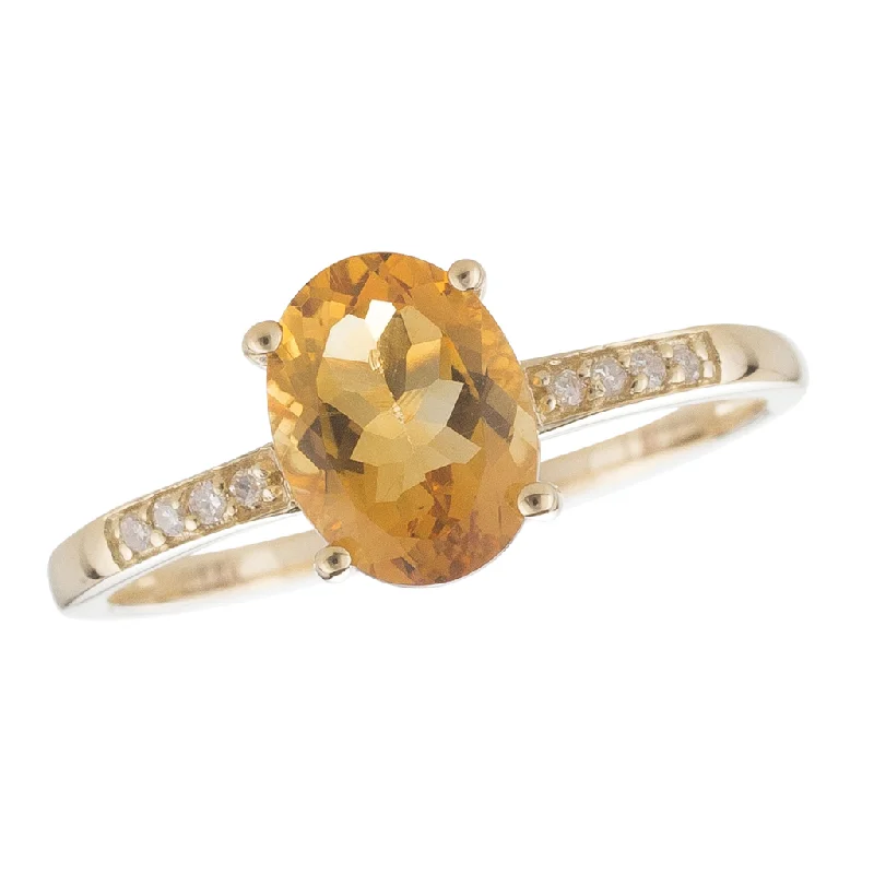 women’s matching engagement rings-14K Yellow Gold 1.22ctw Oval Citrine & Diamond Ring