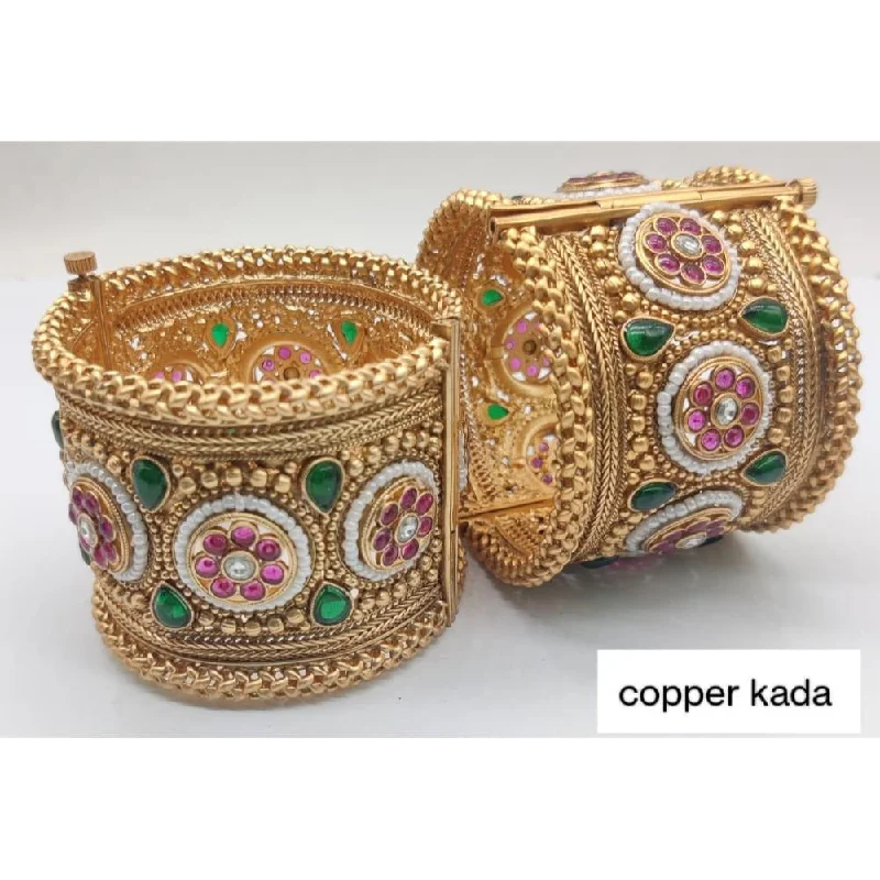 women’s luxury bangles-Akruti Collection Gold Plated Kundan Openable Kada