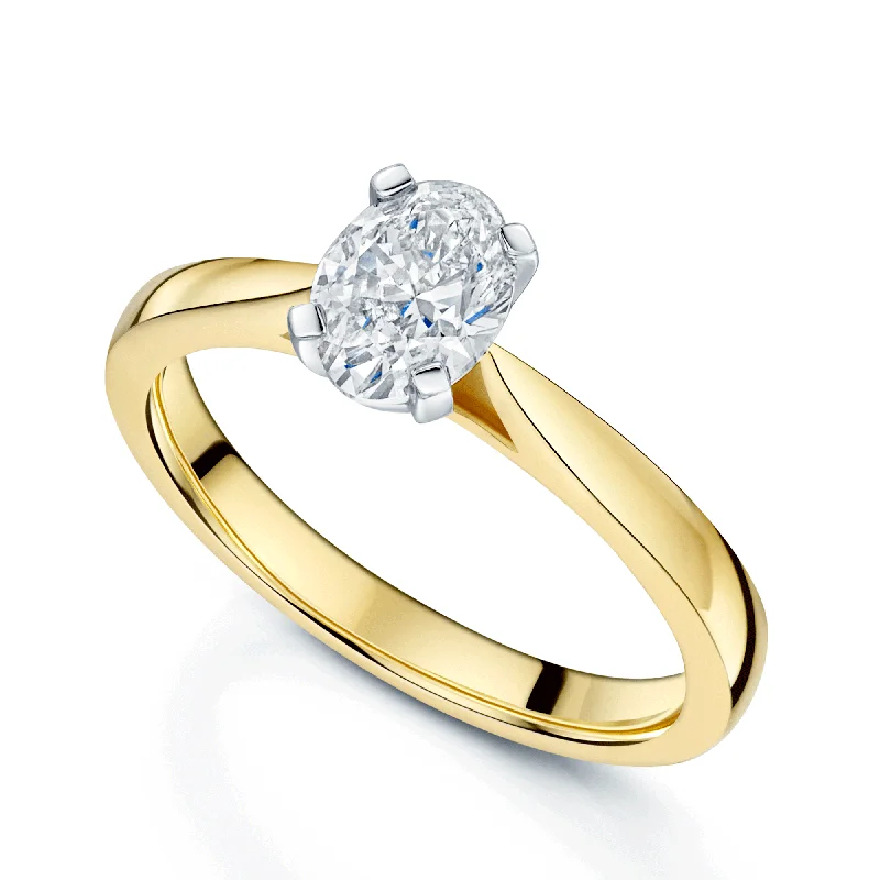 women’s luxury platinum engagement rings-18ct Yellow Gold GIA Certificated Oval Cut Diamond Ring