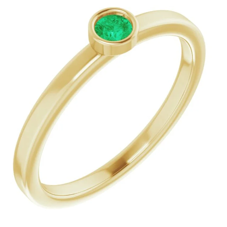 women’s matching wedding bands-14K Yellow 3 mm Natural Emerald Ring