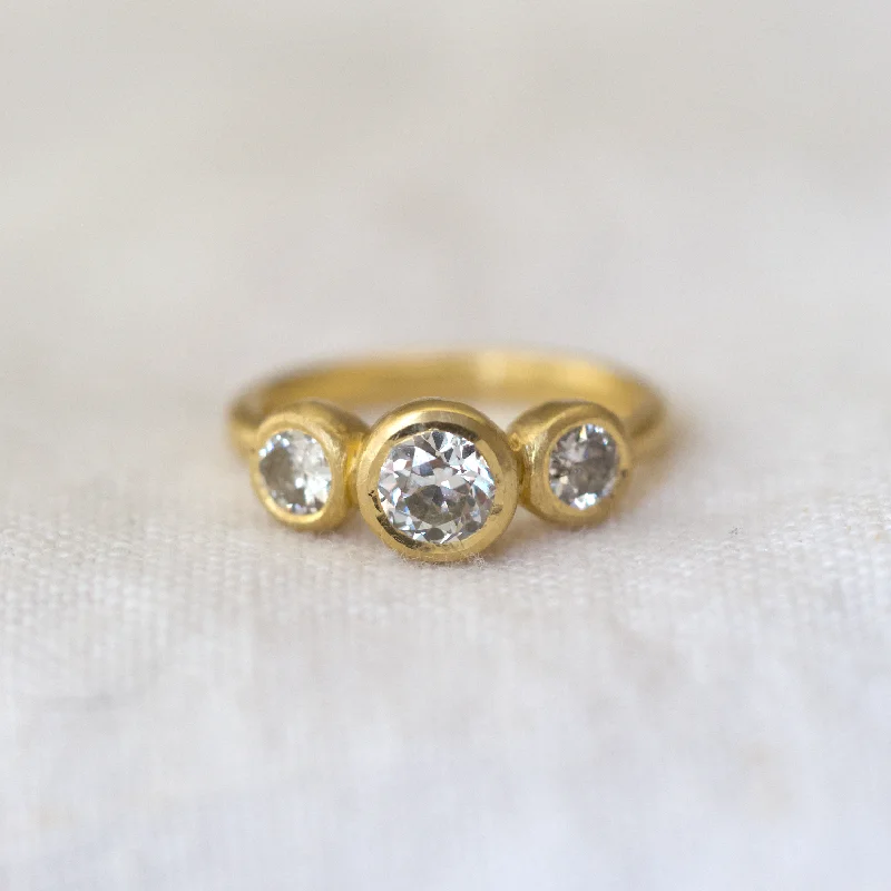 women’s yellow diamond engagement rings-Small Triad Diamond Ring