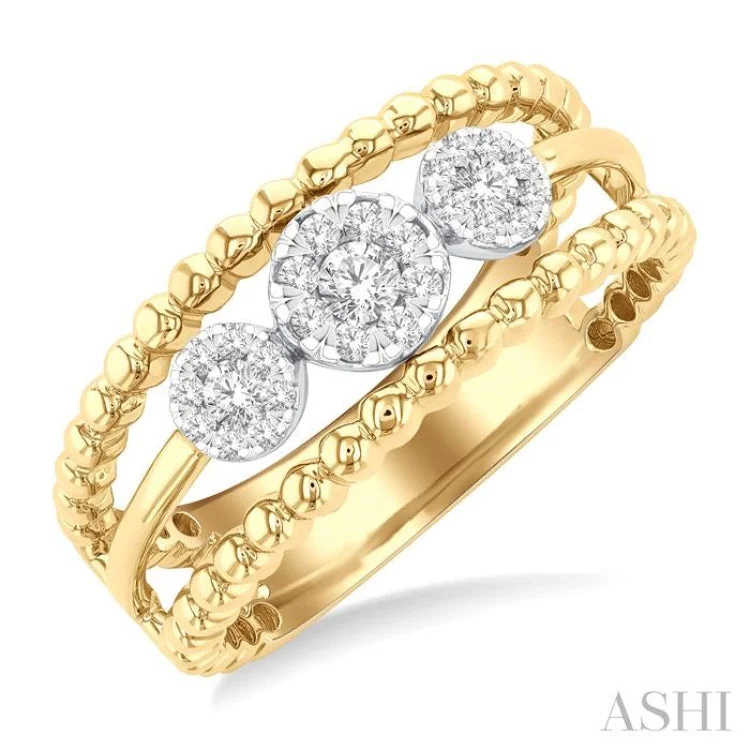 women’s platinum rings-1/4 ctw Past, Present & Future Lovebright Round Cut Diamond Fashion Ring in 14K Yellow and White Gold