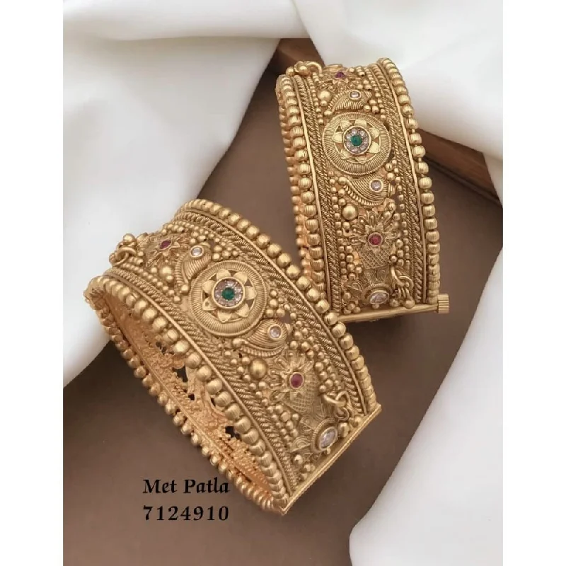 women’s gold-plated bracelets-Akruti Collection Gold Plated Bangles Set