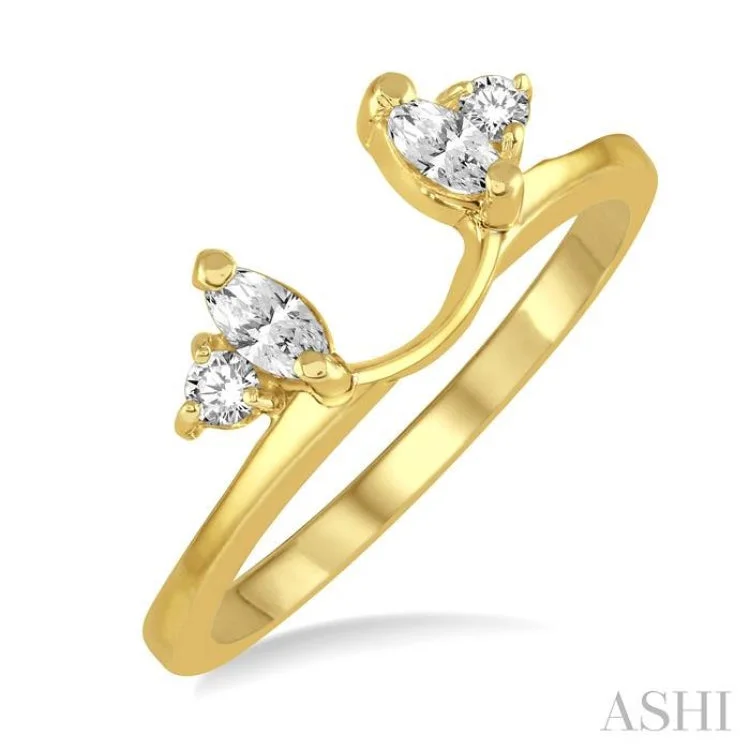 women’s birthstone rings-1/5 Ctw Marquise and Round cut Diamond Wrap Ring in 14K Yellow Gold