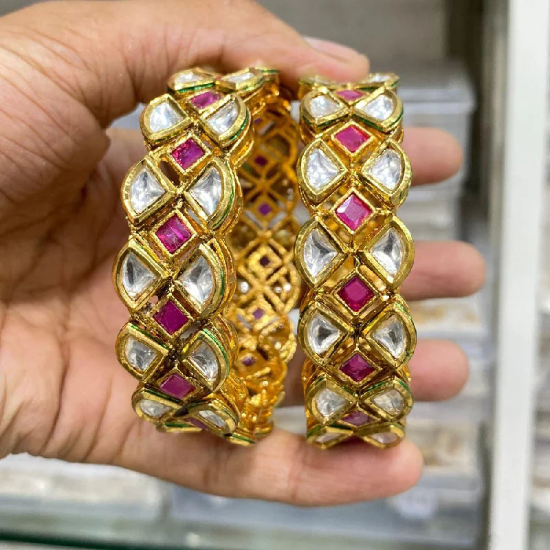 women’s elegant bangles-Manisha Jewellery Gold Plated Crystal Stone Bangles Set