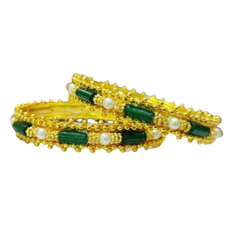 women’s stretch bracelets-Manisha Jewellery Gold Plated Pearl Bangles Set