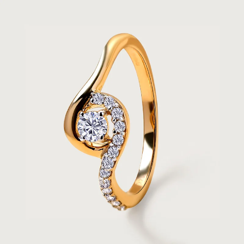 women’s oval cut engagement rings-Versa Embrace Certified Diamond Ring in 14K Yellow Gold Diamond Carat Wt. 0.25 cts.