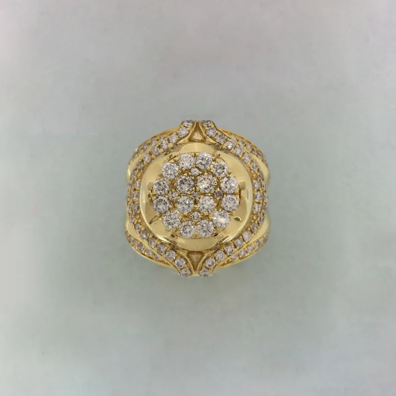 women’s antique diamond engagement rings-Majestic Flower Diamond Ring 14K Yellow Gold