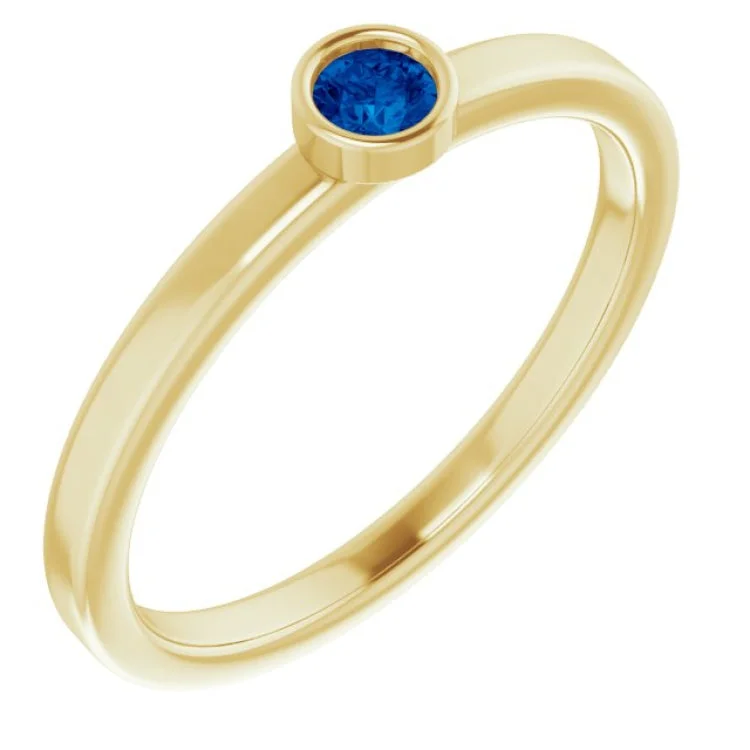 women’s eternity bands-14K Yellow 3 mm Lab-Grown Blue Sapphire Ring