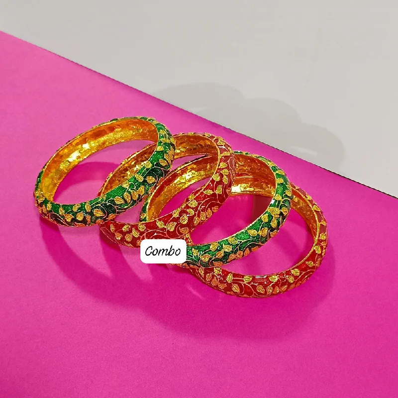 women’s beaded bangles-Pooja Bangles Gold Plated Bangles Set