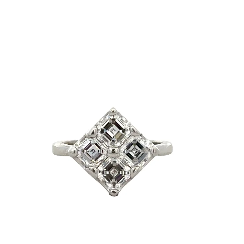 women’s solitaire engagement rings-Asscher Cut Diamond Ring in White Gold