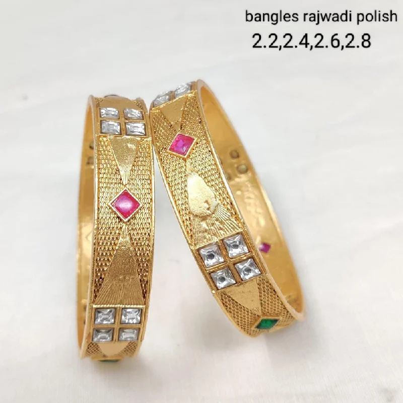 women’s elastic bracelets-Manisha Jewellery Gold Plated Bangles Set