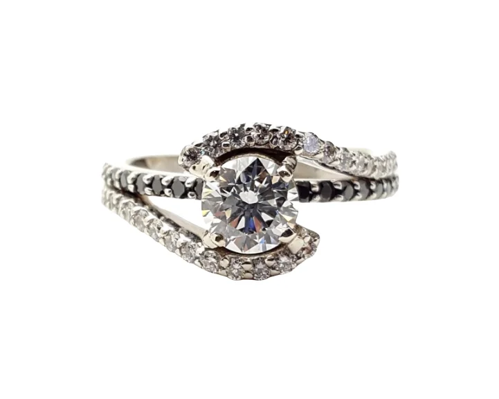 women’s cushion cut engagement rings-Ladies 14k White Gold Diamond Ring .75ct F/VVS2 GIA Cert Barkev Mounting