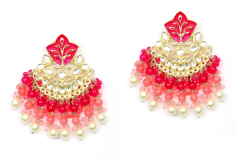 women’s adjustable earrings-Darshana Jewels Gold Plated Kundan Stone And Meenakari Dangler Earrings