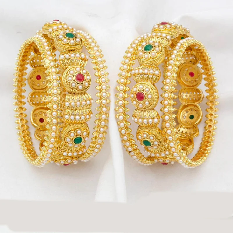 women’s cute bangles-Kavita Art Gold Plated Pota Stone Bangles Set