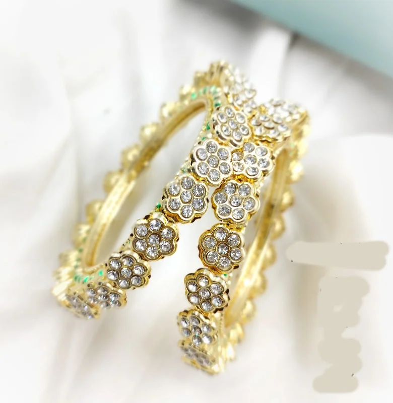 women’s multi-layer bracelets-Manisha Jewellery Gold Plated Austrian Stone Bangles Set