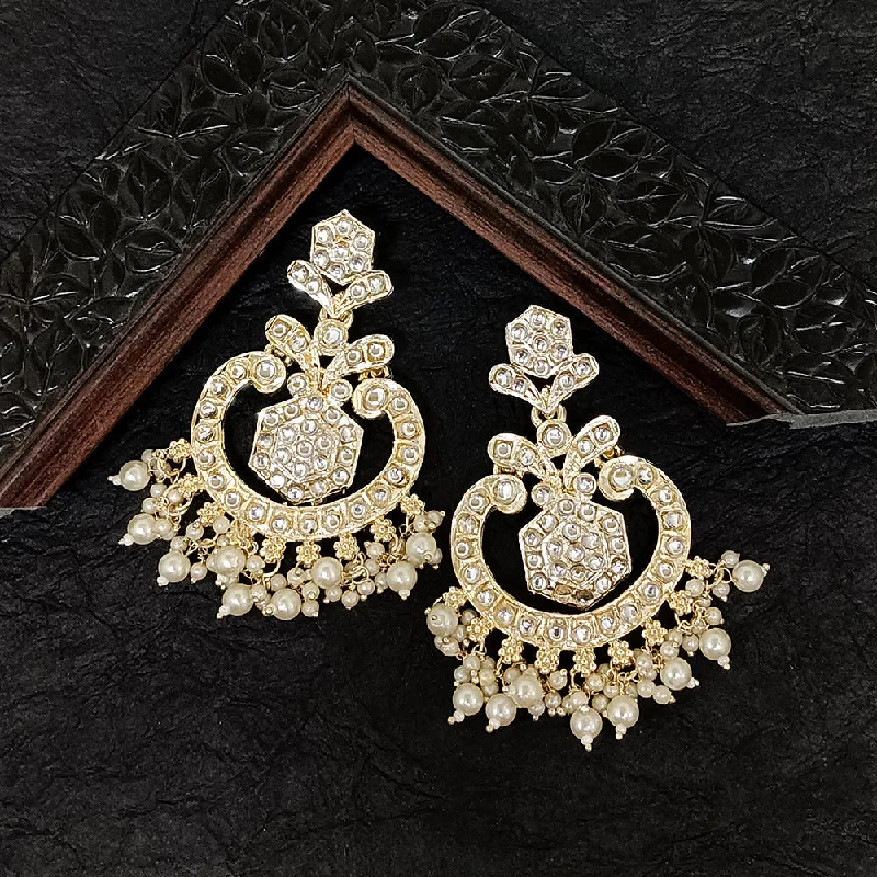 women’s clip-on earrings-Darshana Jewels Gold Plated Kundan Stone Dangler Earrings